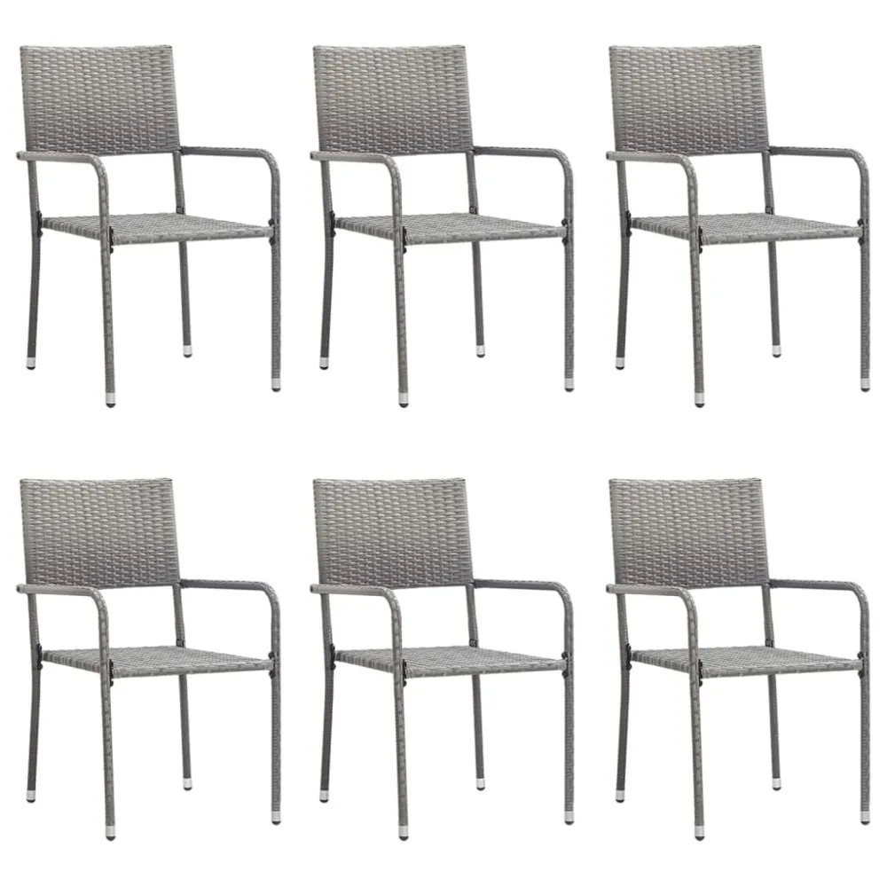 Juego de Comedor vidaXL juego de comedor jardín 7 pzas ratán sintético acero gris negro