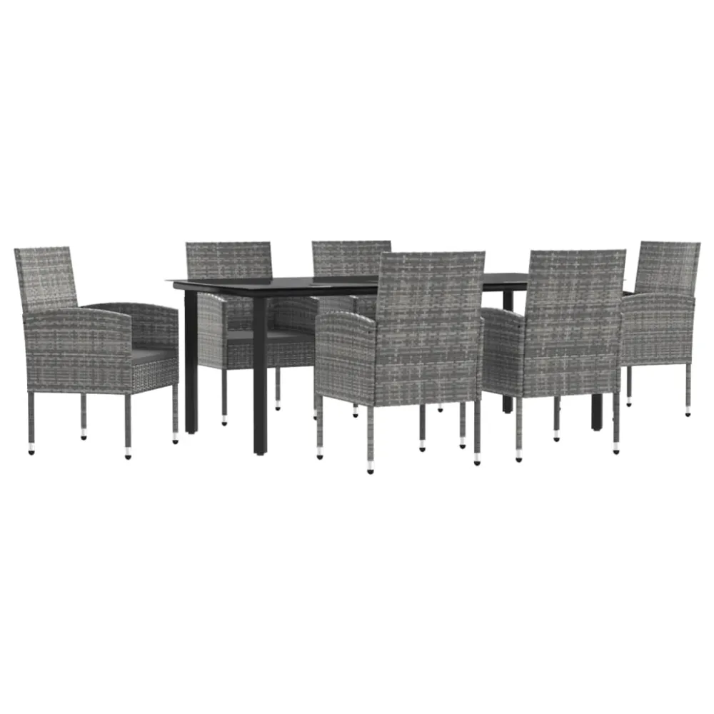 Juego de Comedor vidaXL juego de comedor jardín 7 pzas ratán sintético acero gris negro