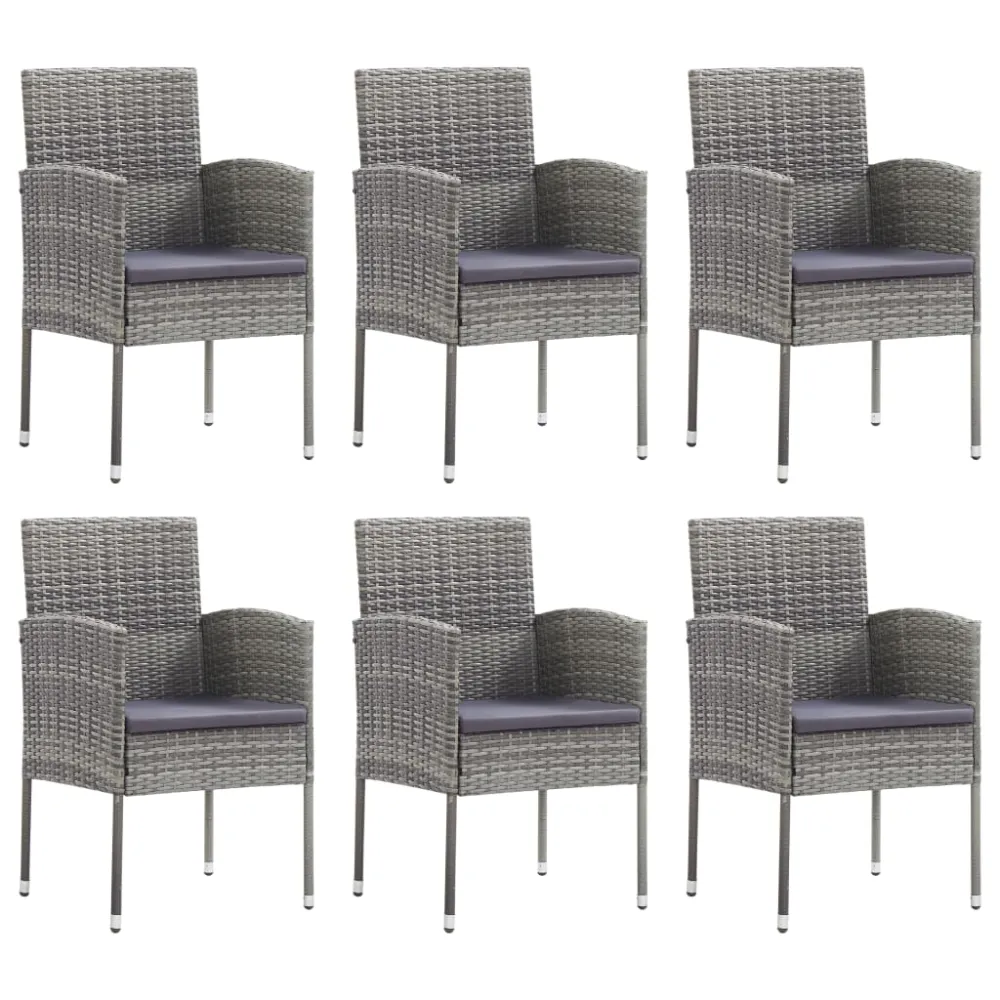 Juego de Comedor vidaXL juego de comedor jardín 7 pzas ratán sintético acero gris negro