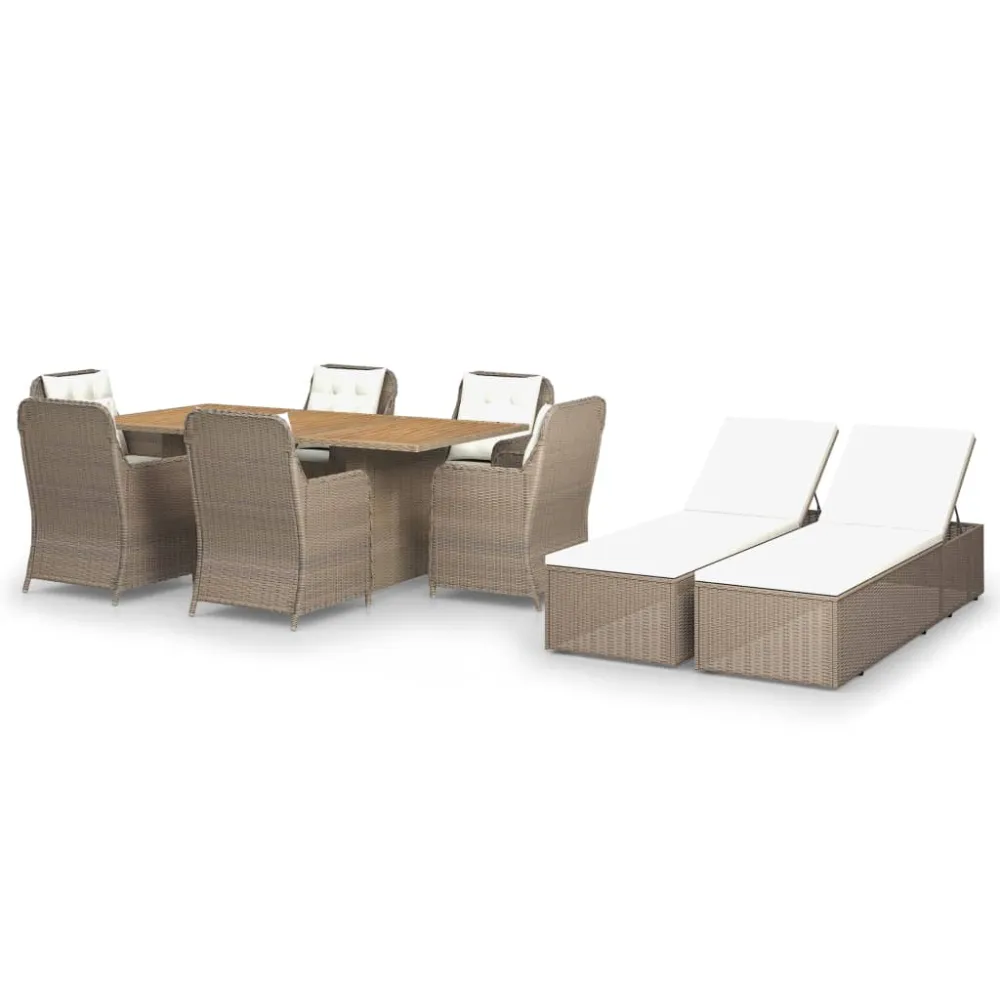 Juego de Comedor vidaXL juego de comedor para jardín 9 piezas ratán sintético marrón