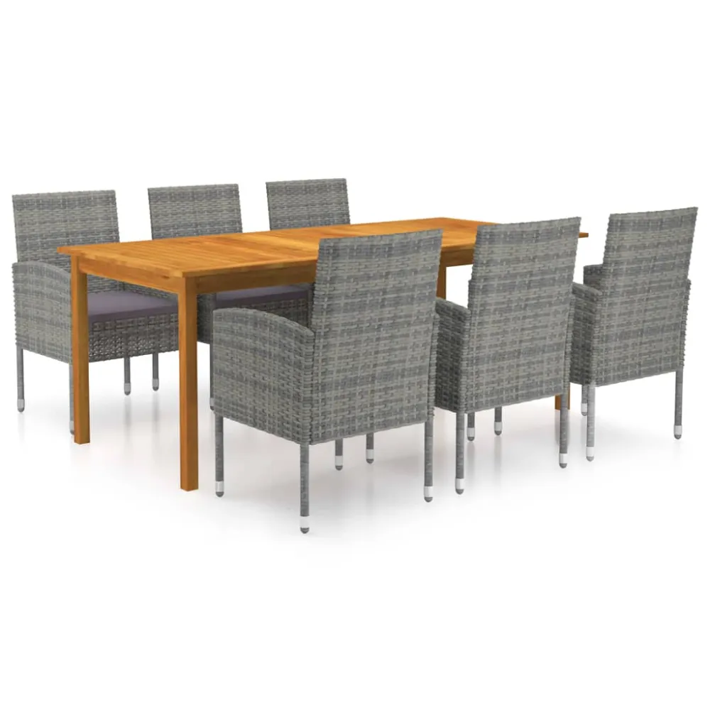 Juego de Comedor vidaXL juego de comedor para jardín de 7 piezas gris
