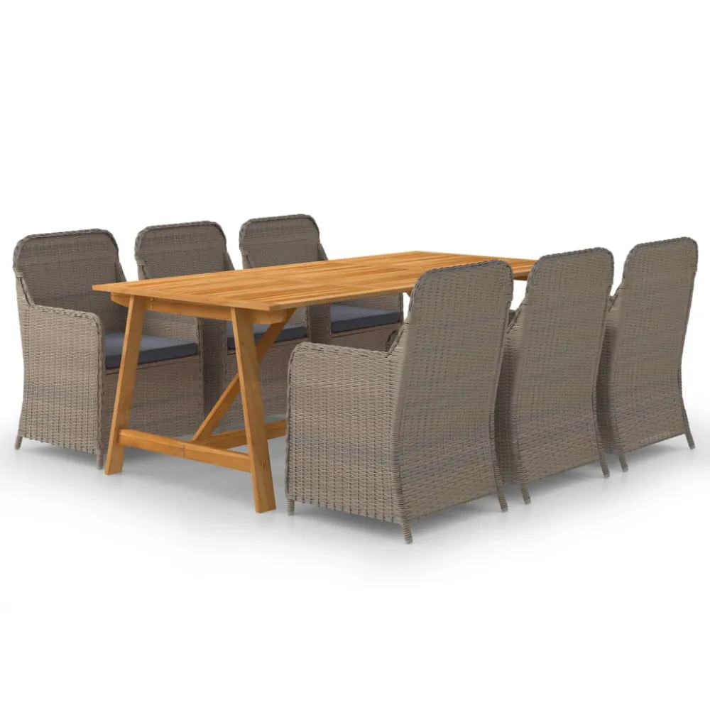 Juego de Comedor vidaXL juego de comedor para jardín 7 piezas marrón