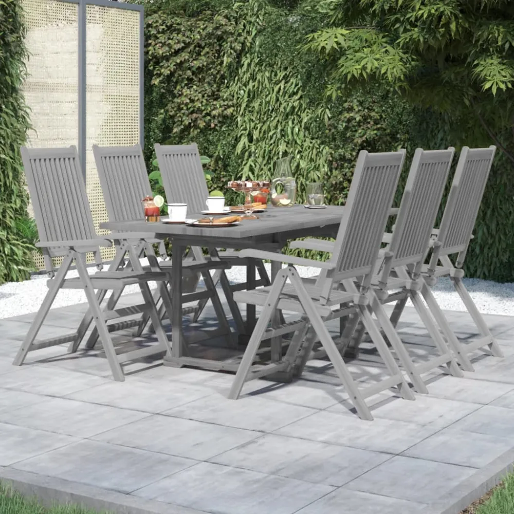Juego de Comedor vidaXL juego de comedor para jardín 7 piezas madera maciza acacia