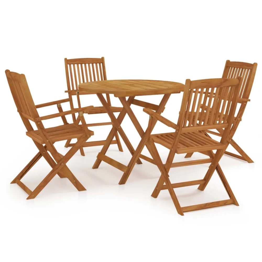Juego de Exterior Resistentes la Intemperie vidaXL comedor de jardín plegable 5 piezas de madera maciza de acacia
