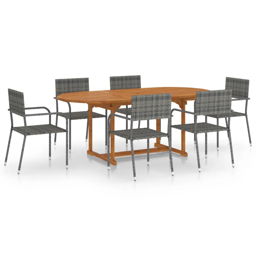 Juego de Exterior Resistentes la Intemperie vidaXL juego de comedor de jardín 7 pzas ratán sintético antracita