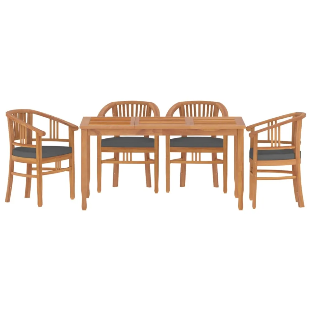 Juego de Exterior Resistentes la Intemperie vidaXL juego de comedor para jardín 5 piezas madera maciza de teca