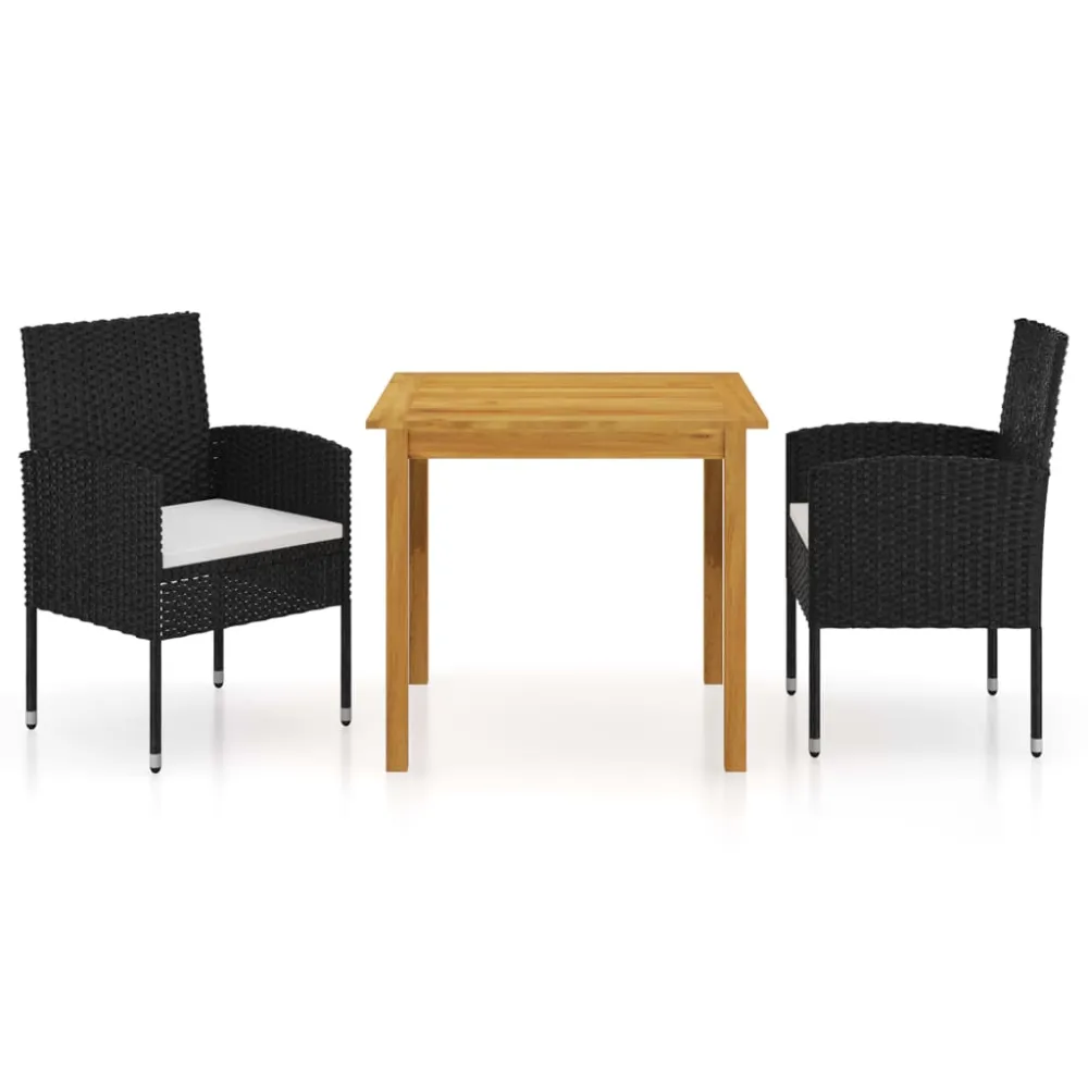 Juego de Exterior Resistentes la Intemperie vidaXL juego de comedor para jardín 3 piezas negro