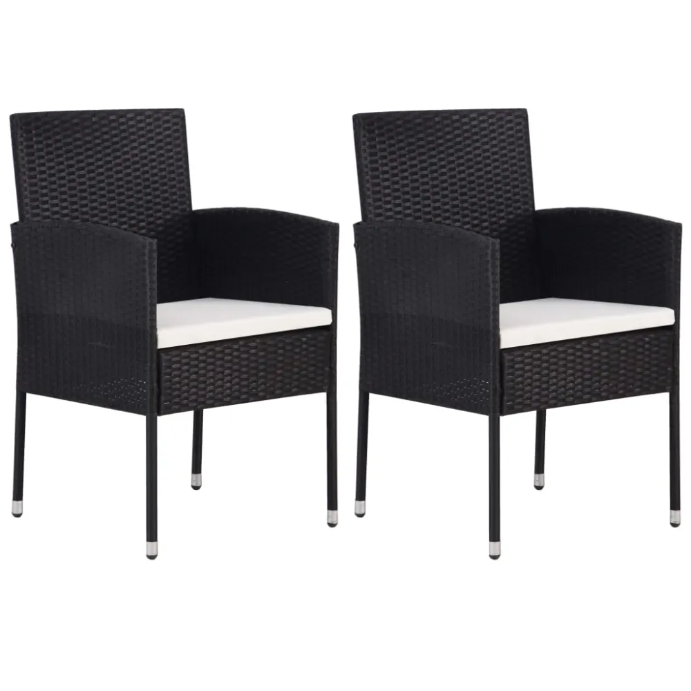 Juego de Exterior Resistentes la Intemperie vidaXL juego de comedor para jardín 3 piezas negro