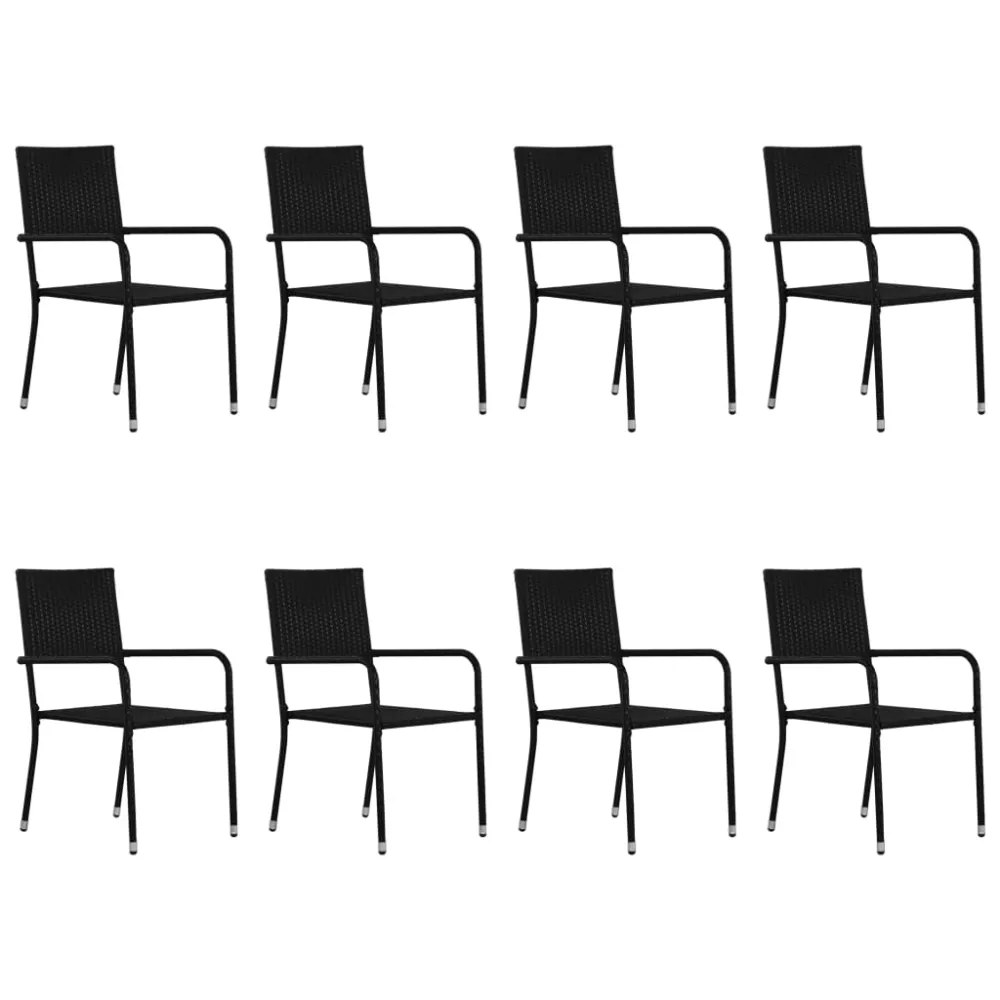 Juego de Exterior Resistentes la Intemperie vidaXL juego de comedor para jardín 9 piezas ratán sintético negro