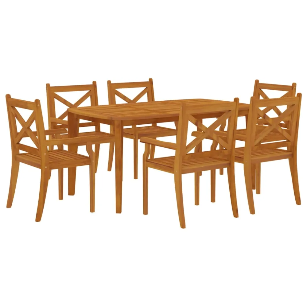 Juego de Exterior Resistentes la Intemperie vidaXL juego de comedor de jardín 7 piezas madera maciza de acacia