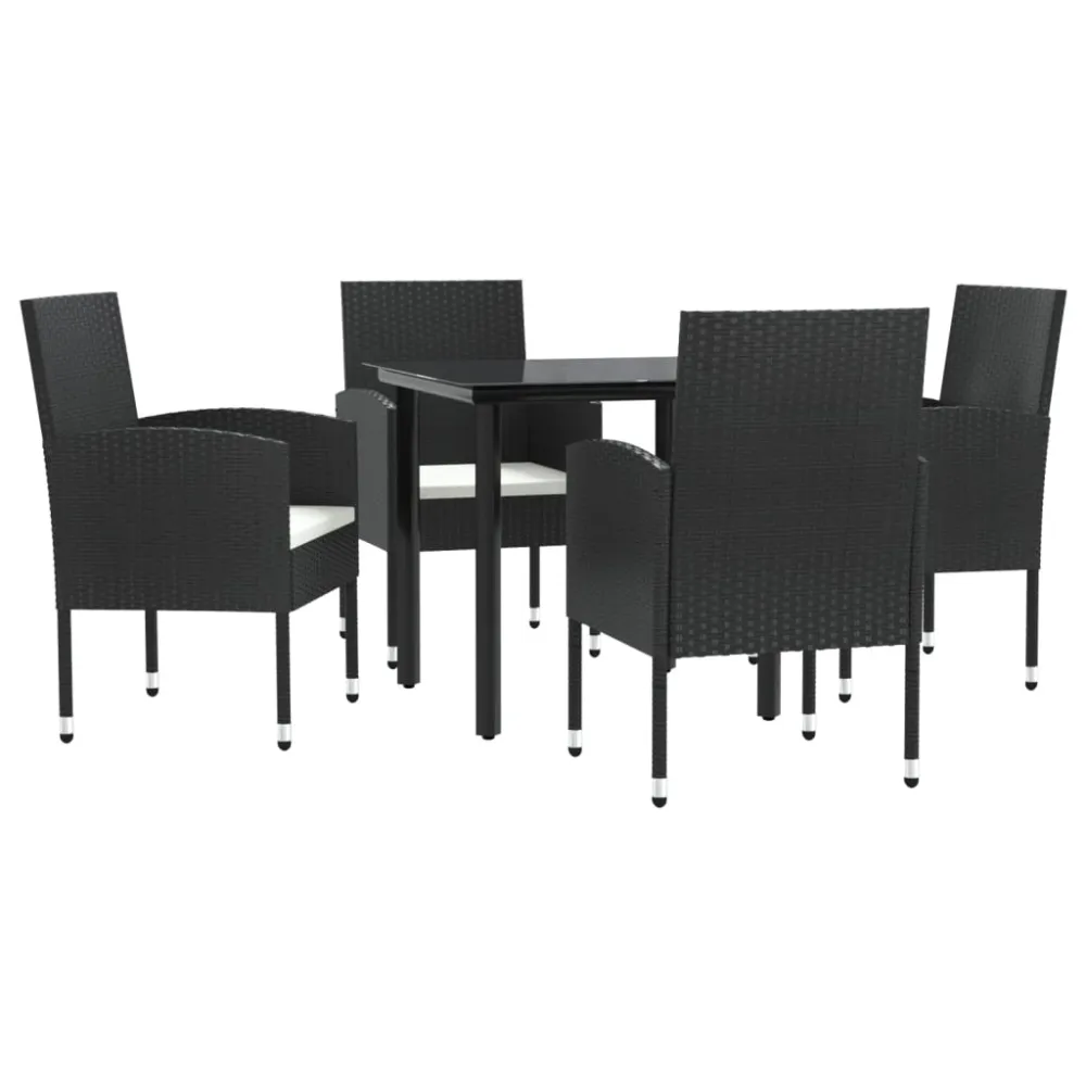 Juego de Exterior Resistentes la Intemperie vidaXL juego de comedor de jardín 5 pzas ratán sintético y acero negro