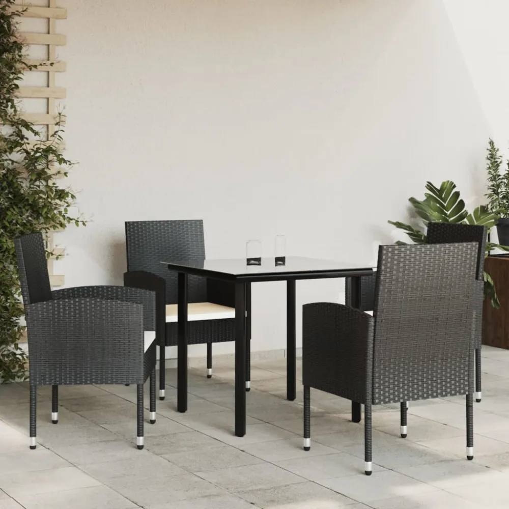 Juego de Exterior Resistentes la Intemperie vidaXL juego de comedor de jardín 5 pzas ratán sintético y acero negro