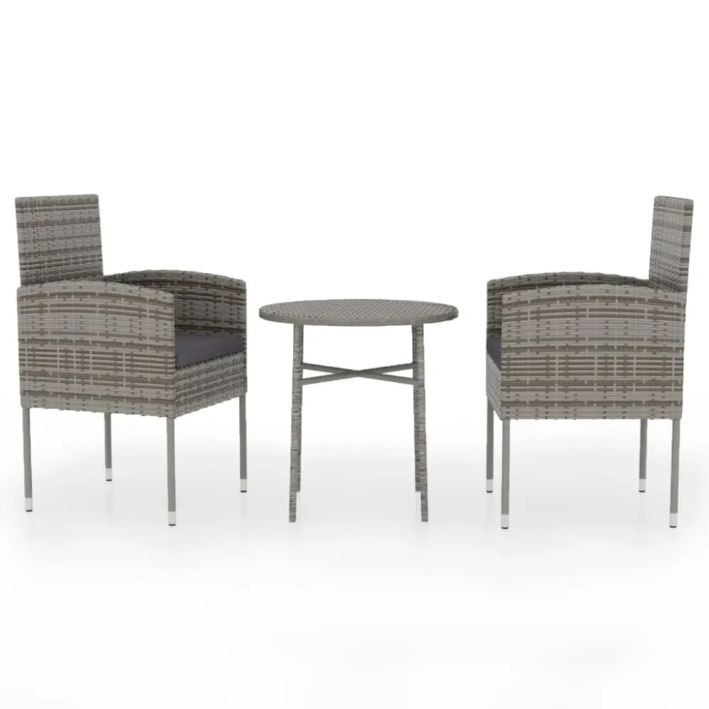 Juego de Exterior Resistentes la Intemperie vidaXL juego de comedor jardín 3 piezas ratán sintético gris antracita