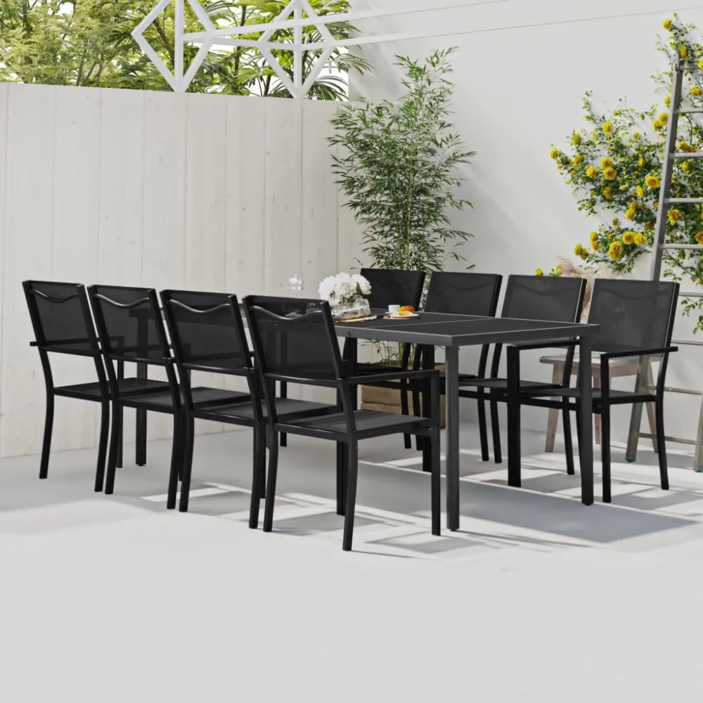 Juego de Exterior Resistentes la Intemperie vidaXL juego de comedor de jardín 9 piezas acero
