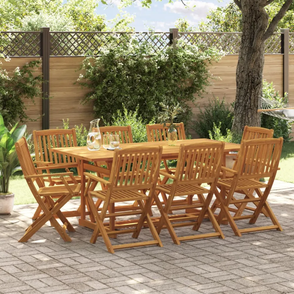 Juego de Exterior Resistentes la Intemperie vidaXL juego comedor de jardín 9 pzas madera maciza acacia 180x90x75cm