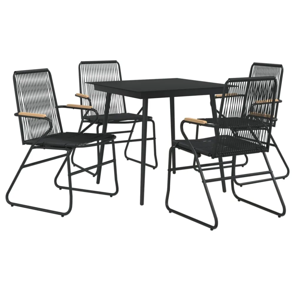 Juego de Lounge vidaXL juego de comedor de jardín 5 piezas ratán PVC negro