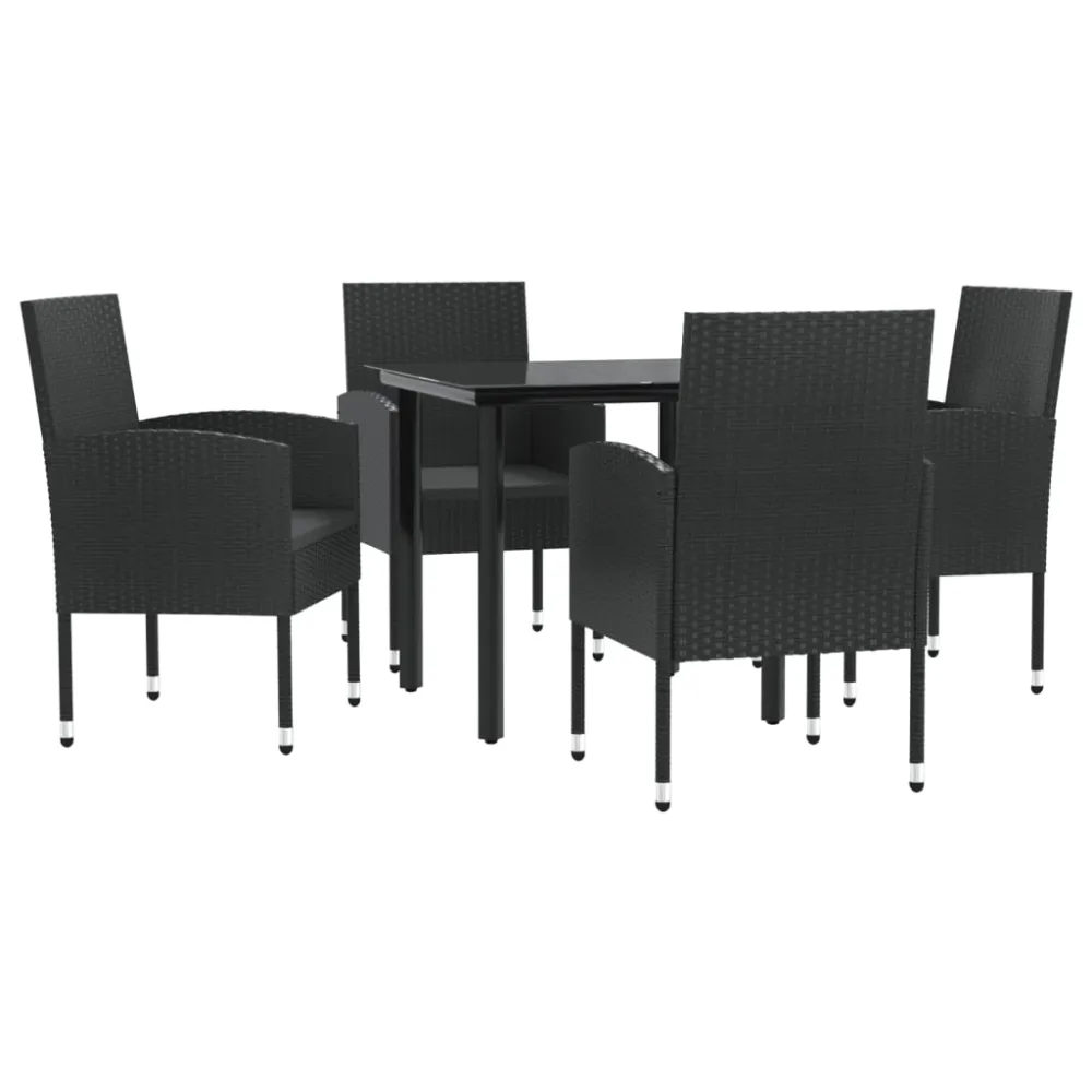 Juego de Lounge vidaXL juego de comedor de jardín 5 pzas ratán sintético y acero negro