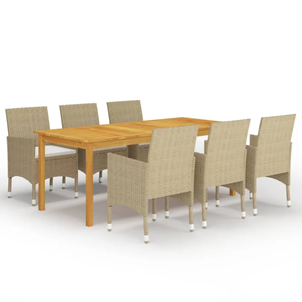 Juego de Lounge vidaXL juego de comedor de jardín de 7 piezas hueso
