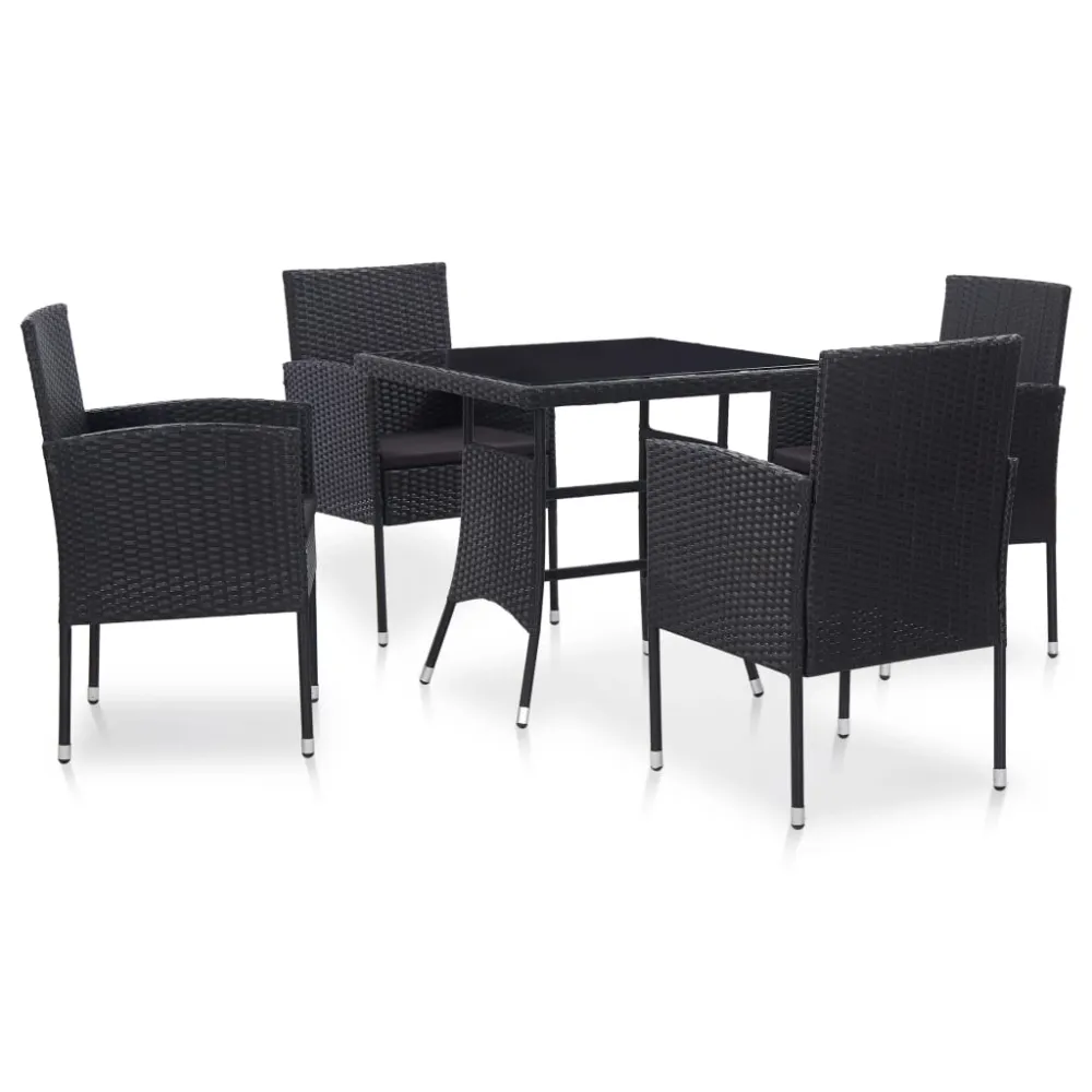 Juego de Lounge vidaXL juego de comedor de jardín 5 piezas de ratán sintético negro