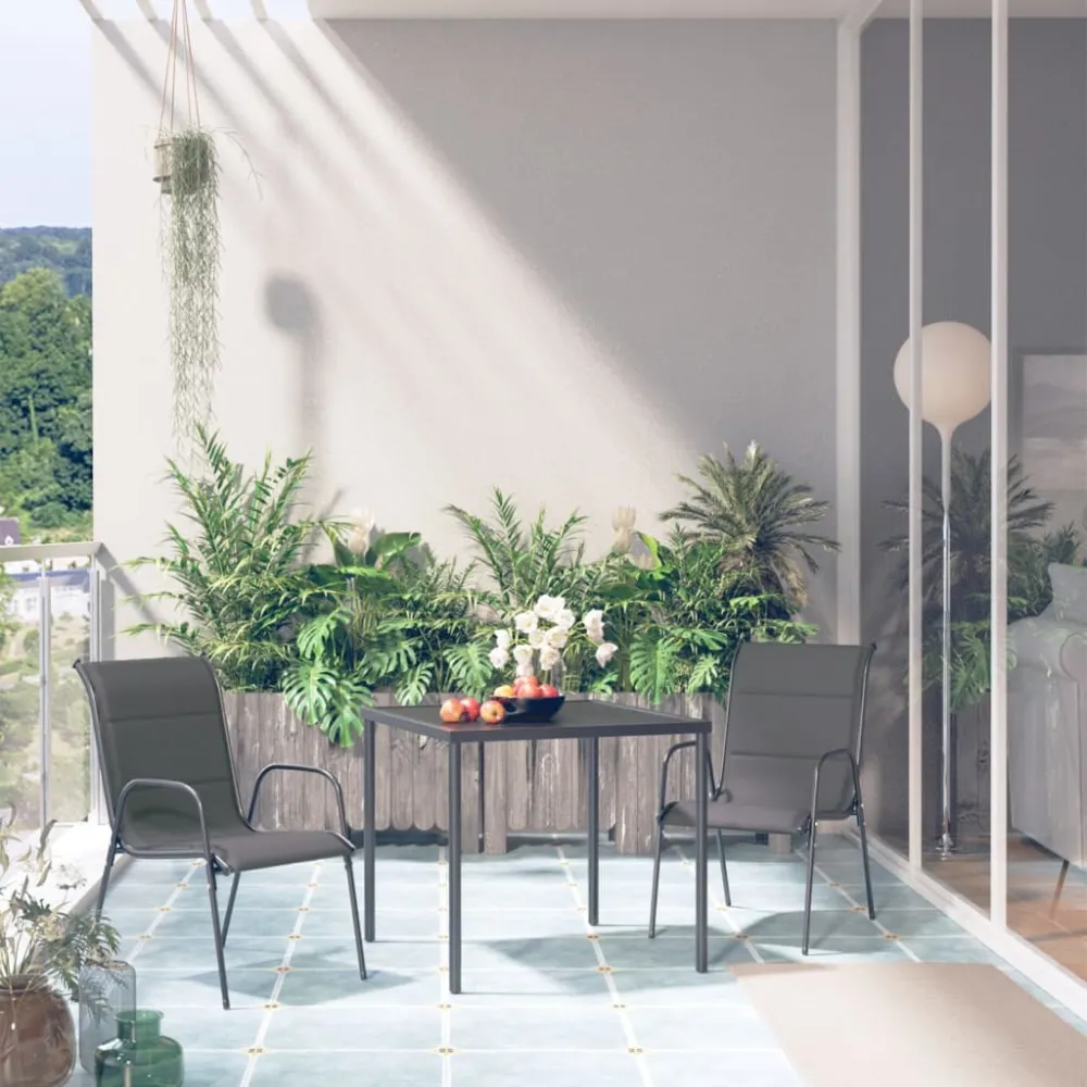 Juego de Lounge vidaXL juego de comedor de jardín 3 piezas acero gris antracita