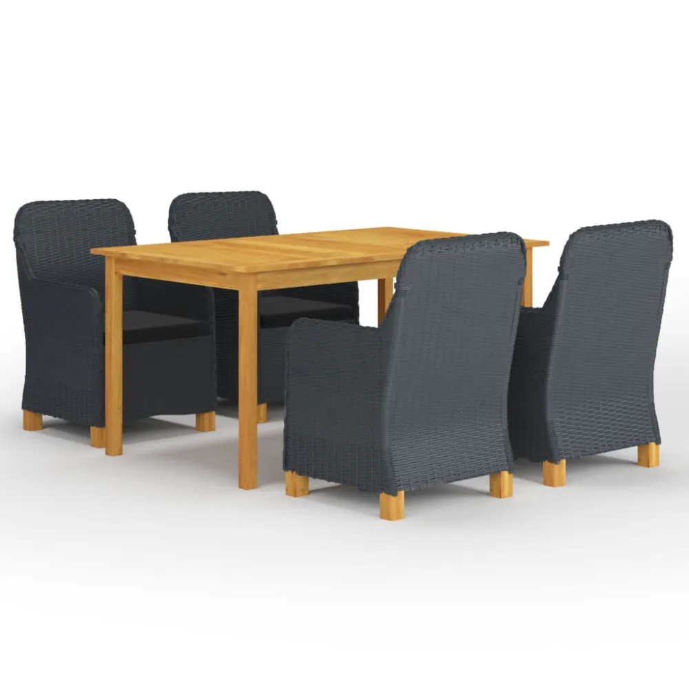 Juego de Lounge vidaXL juego de comedor para jardín de 5 piezas gris negro