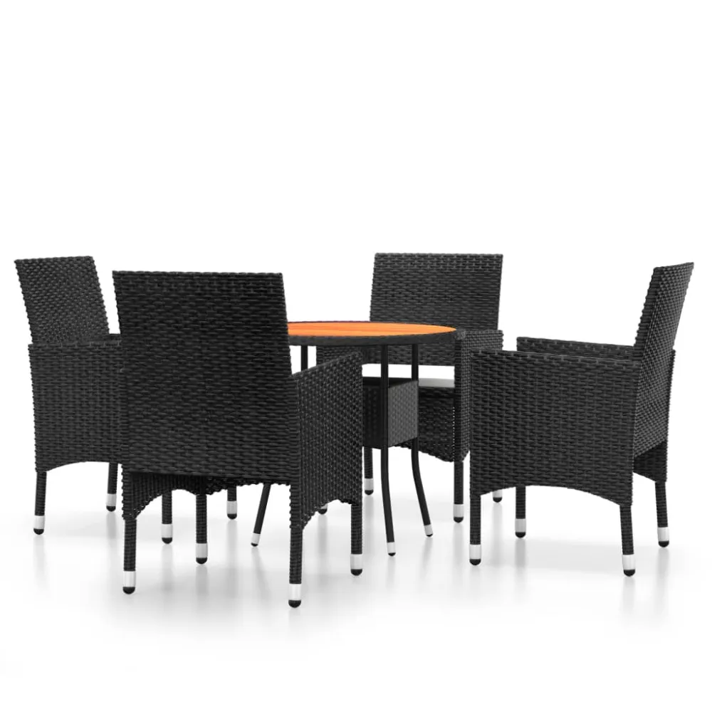 Juego de Lounge vidaXL juego de comedor para jardín 5 piezas ratán sintético negro