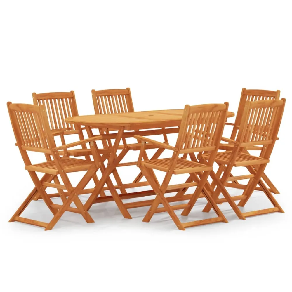 Juego de Lounge vidaXL set de comedor de jardín plegable 7 pzas madera eucalipto
