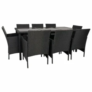 Juego de muebles Alexandra House Living Negro 9 Piezas Resistente la Intemperie