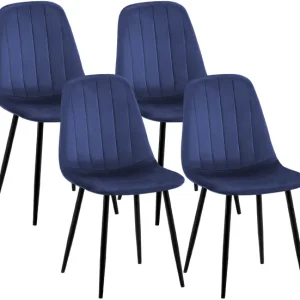 Juego De 4 Sillas de comedor Baxter en terciopelo Gris sombrío 54X45X88 cm