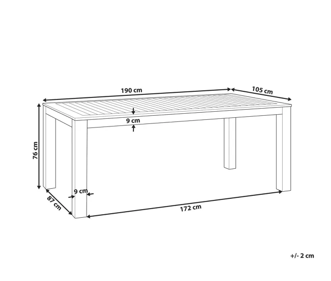 Mesa de comedor de madera de eucalipto clara 190 x 105 cm MONSANO | Incluye Mesa y 4 Sillas |