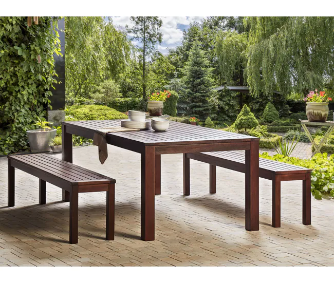 Mesa de comedor de madera de eucalipto oscura 180 x 100 cm TUSCANIA Resistente la Intemperie
