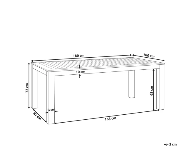 Mesa de comedor de madera de eucalipto oscura 180 x 100 cm TUSCANIA Resistente la Intemperie