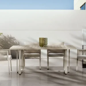 Mesa Comedor Outdoor Alin Rectangular + 6 Sillas | Material Resistente los Rayos UV