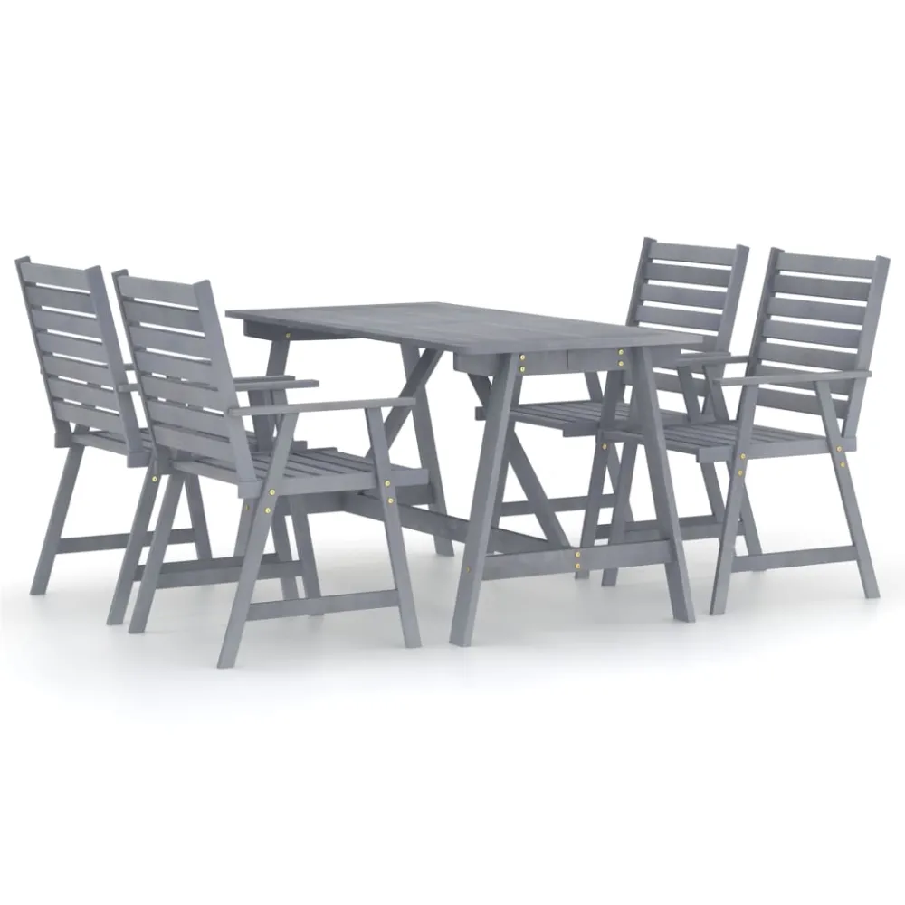 Set Completo de Jardín con vidaXL juego de comedor de jardín 5 pzas madera maciza de acacia gris