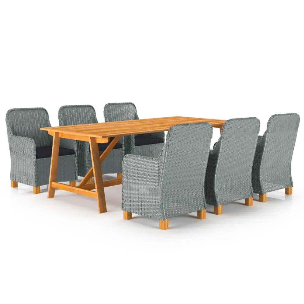 Set Completo de Jardín con vidaXL juego de comedor de jardín 7 piezas gris definido