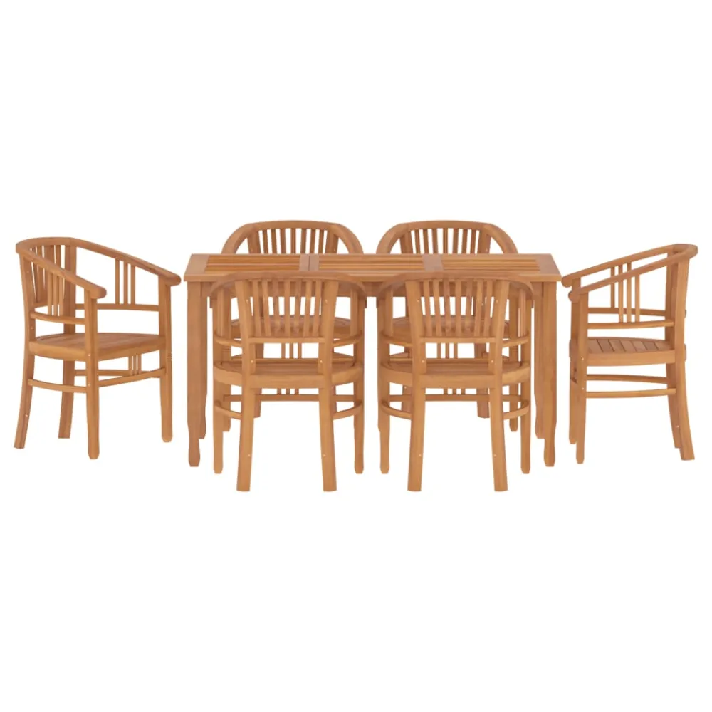 Set Completo de Jardín con vidaXL juego de comedor de jardín 7 piezas madera maciza de teca