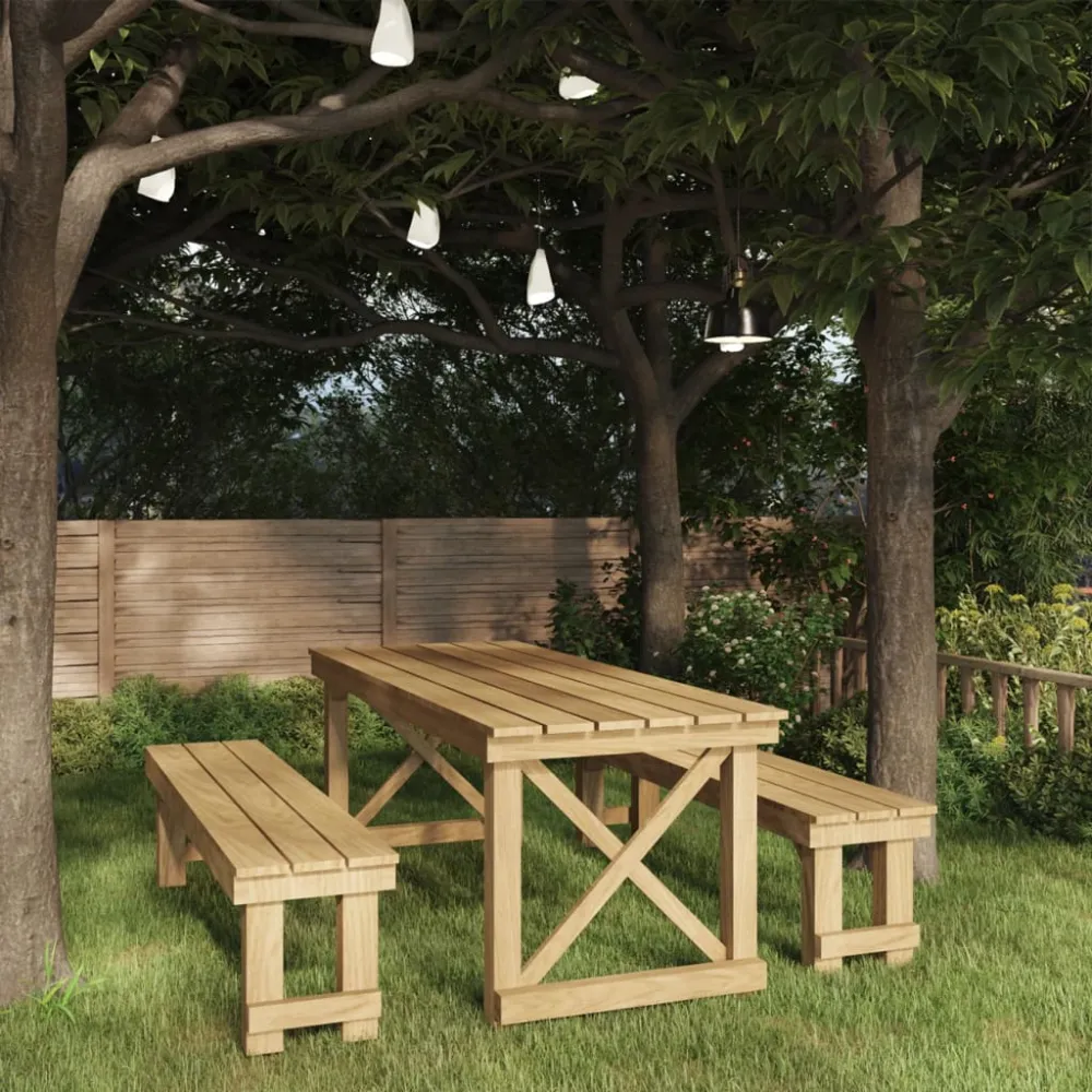 Set Completo de Jardín con vidaXL juego de comedor de jardín 3 piezas madera de pino impregnada