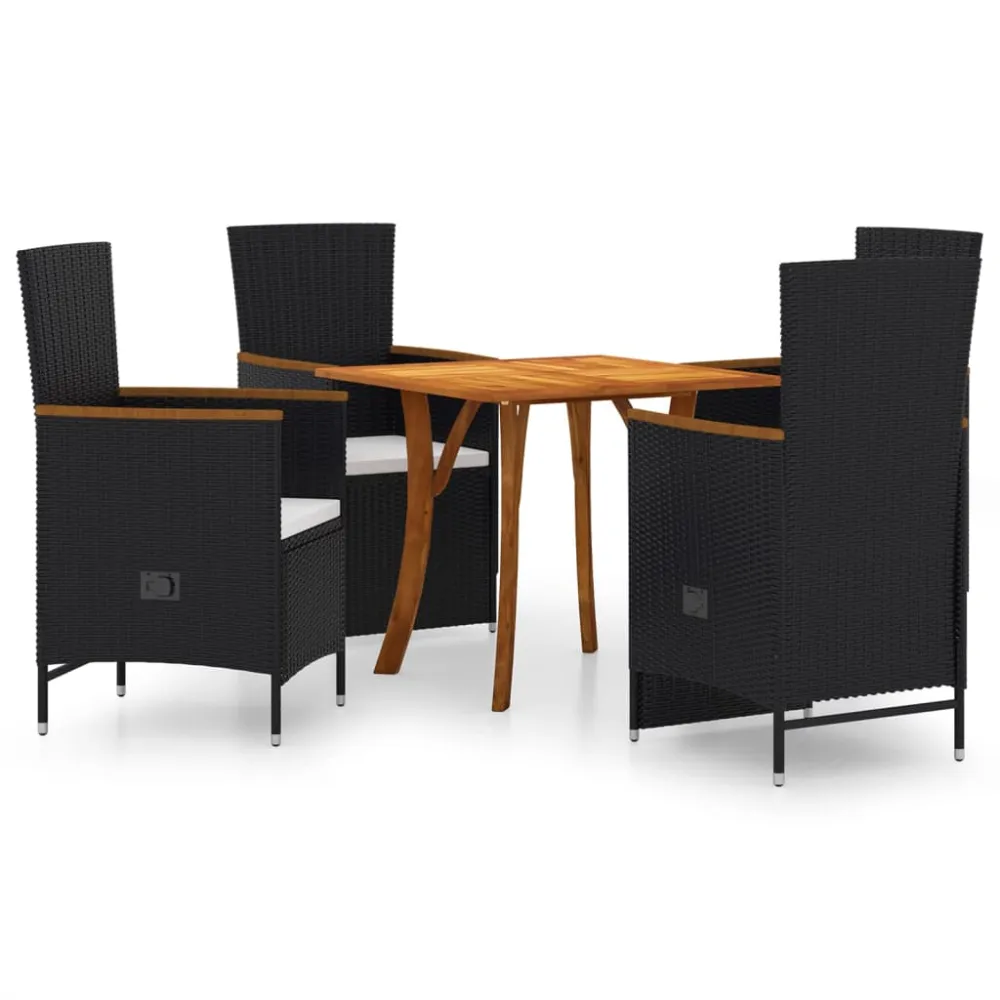Set Completo de Jardín con vidaXL juego de comedor para jardín 5 piezas negro