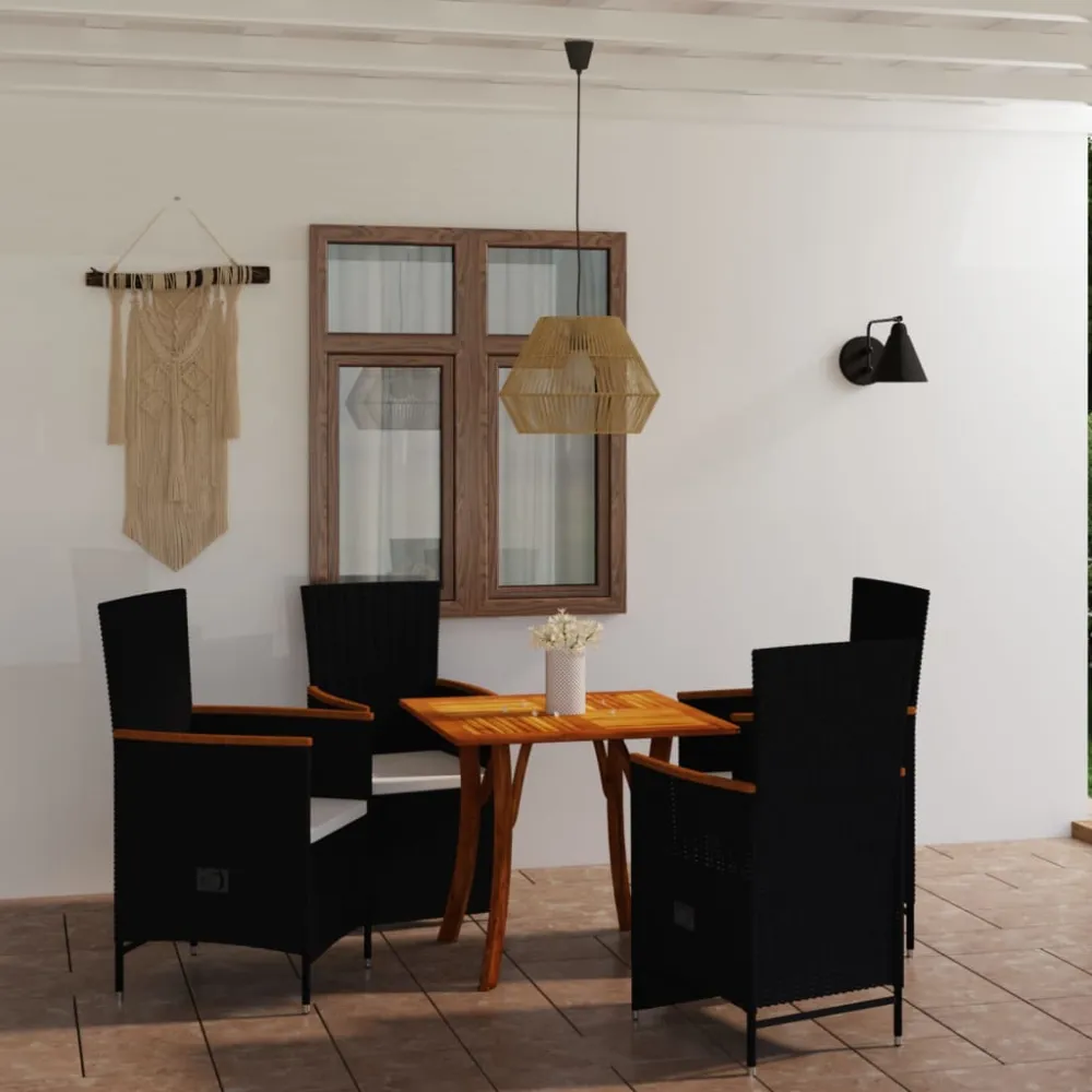 Set Completo de Jardín con vidaXL juego de comedor para jardín 5 piezas negro