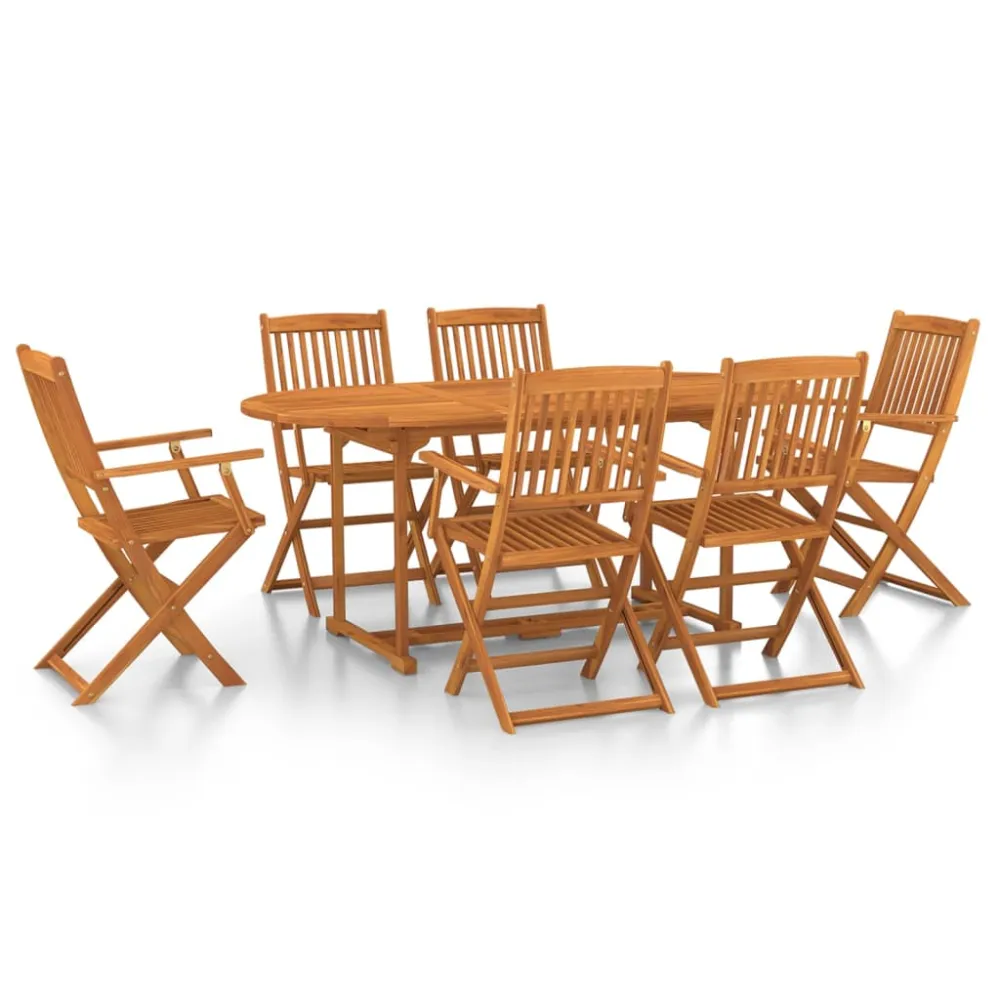 Set Completo de Jardín con vidaXL juego comedor de jardín 7 pzas madera maciza acacia 180x90x75cm