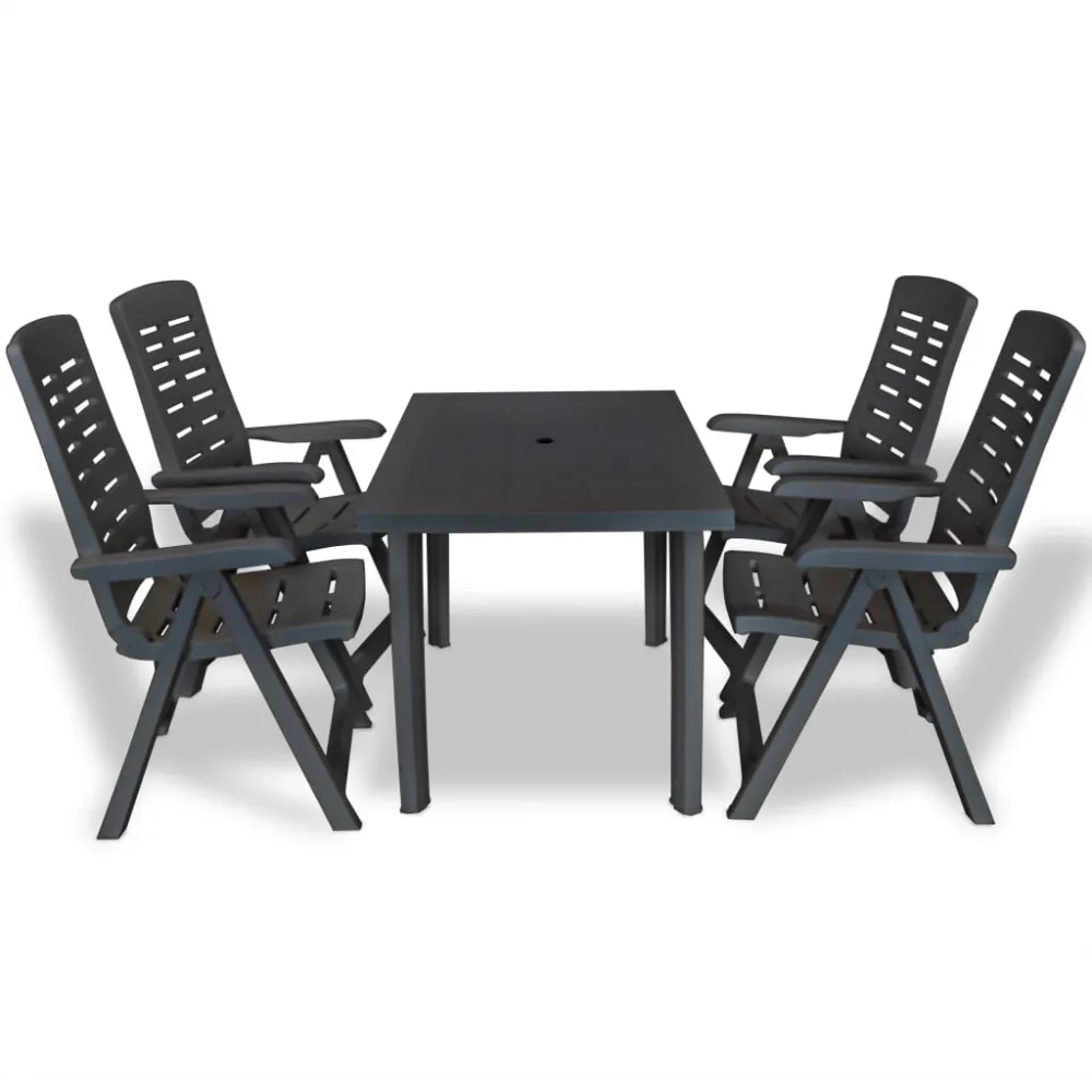 Set Completo de Jardín con vidaXL set de comedor de jardín 5 piezas plástico gris antracita