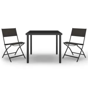 Set con Mesa Juego de comedor de jardín 3 piezas acero