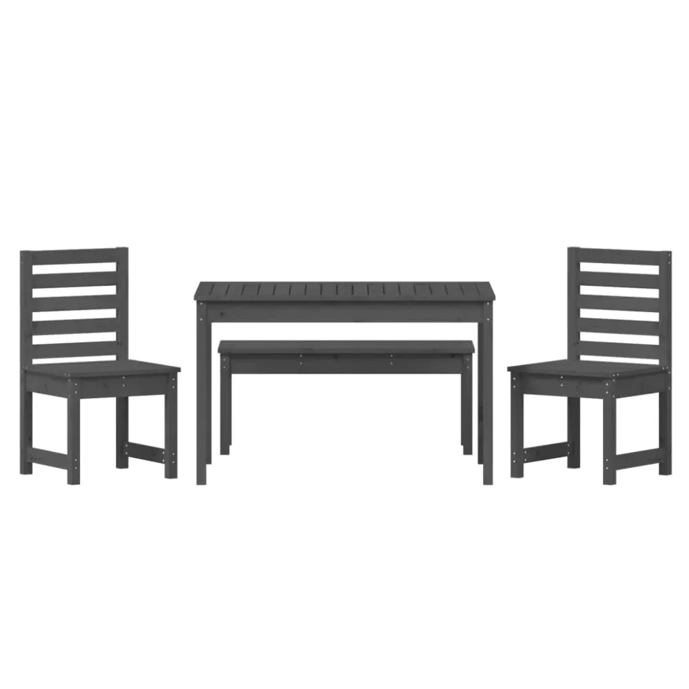Set con Mesa vidaXL juego de comedor de jardín 4 piezas madera maciza pino gris