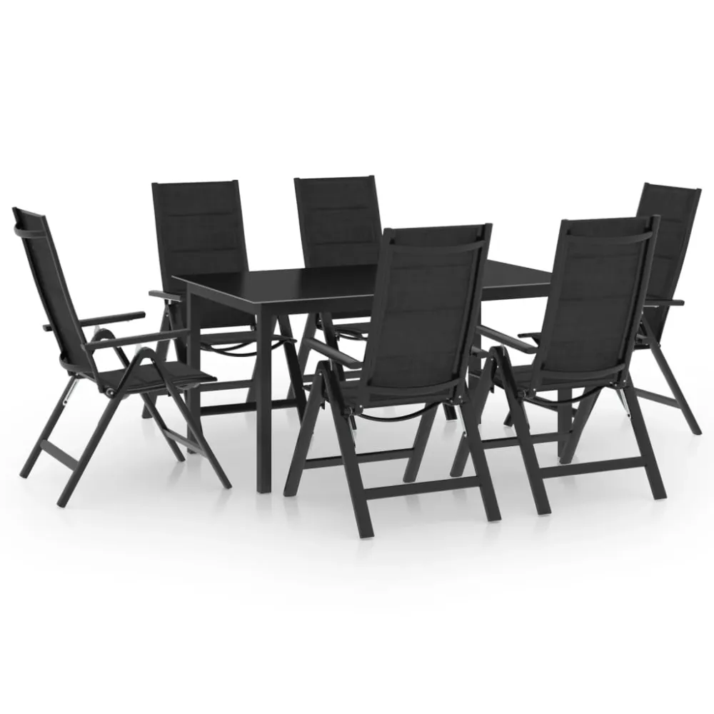 Set con Mesa vidaXL juego de comedor para jardín 7 piezas aluminio gris antracita