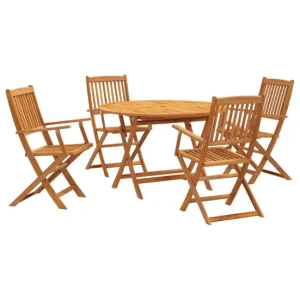 Set de Terraza Juego de comedor de jardin 5 piezas madera maciza de acacia