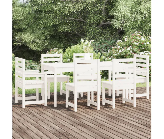 Set de Terraza Juego de comedor de jardin 7 piezas madera maciza de pino