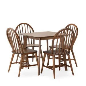 Set de Terraza Juego de mesa 80x80 cm y 4 sillas de comedor Clarck color Nogal