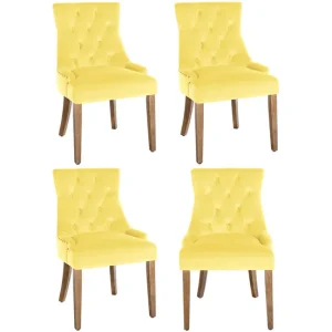 Set de Terraza Juego de 4 sillas de comedor Aberdeen en terciopelo Amarillo 58X55X92 cm