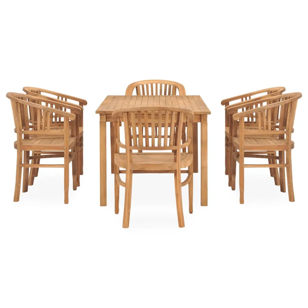 Set de Terraza vidaXL conjunto de comedor para jardín 7 piezas madera maciza de teca