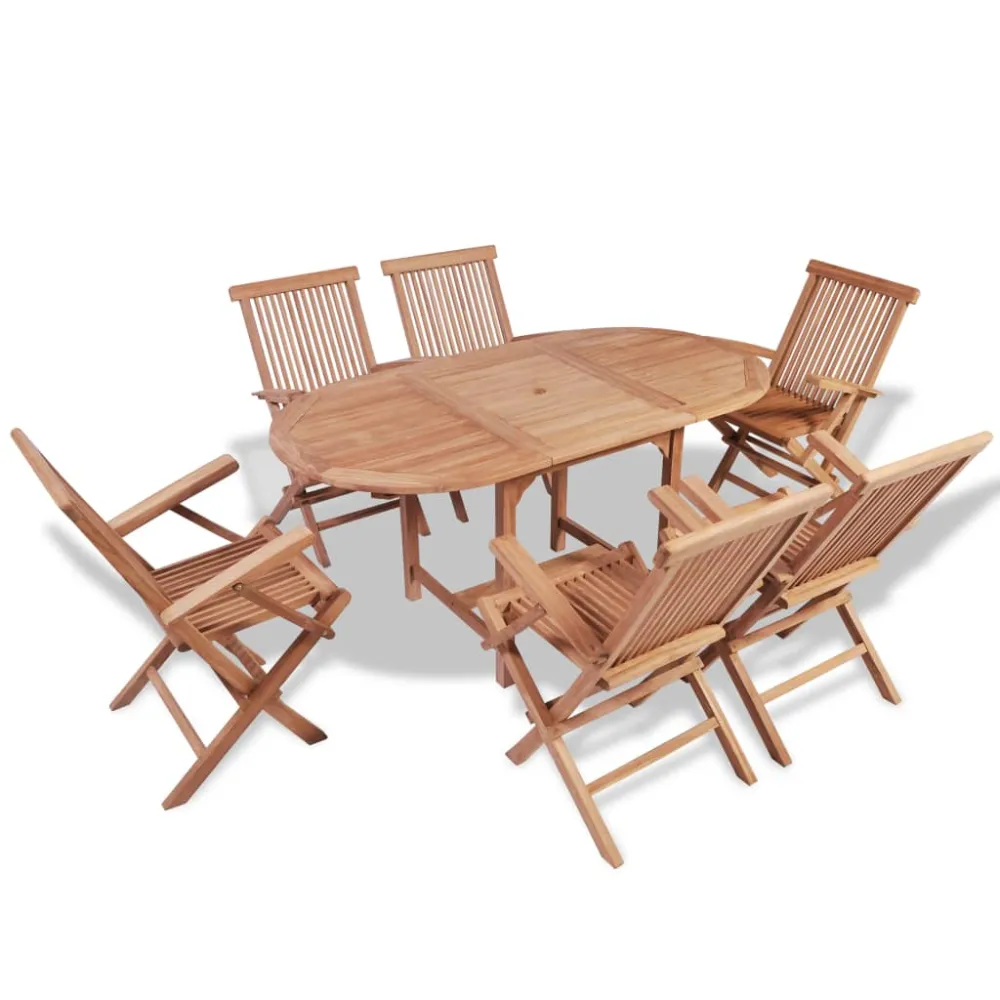 Set de Terraza vidaXL juego de comedor de jardín clase b 7 piezas madera maciza teca